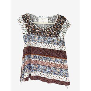 California Moonrise Boho Asymmetrical Floral Blouse XS Cottagecore Free Spirit